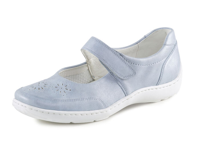 Waldläufer, bequeme Damen-Slipper, Weite H, mit herausnehmbarem Fussbett BLEU