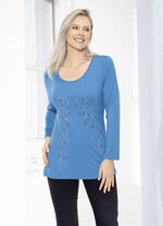 Bezauberndes Shirt mit Plättchenzier in 2 Farben HIMMELBLAU