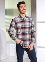 &laquo;King's Road&raquo;-Flanellhemd DUNKELROT-MARINE-ECRU KARIERT