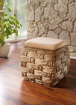 Sitztruhe aus Naturfaser in raffinierter Flechtart BEIGE-NATUR
