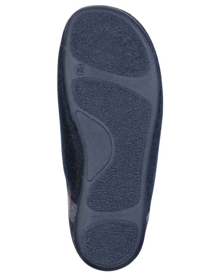 Klassische Herren-Hausschuhe, mit herausnehmbarem Fussbett BLAU-CAMEL