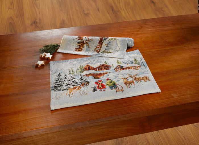 Winterliche Tisch- und Raumdekoration in Gobelin-Qualit&auml;t 