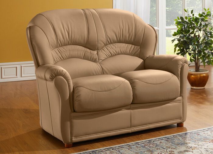 Polsterm&ouml;bel mit Bezug aus echtem Leder TAUPE