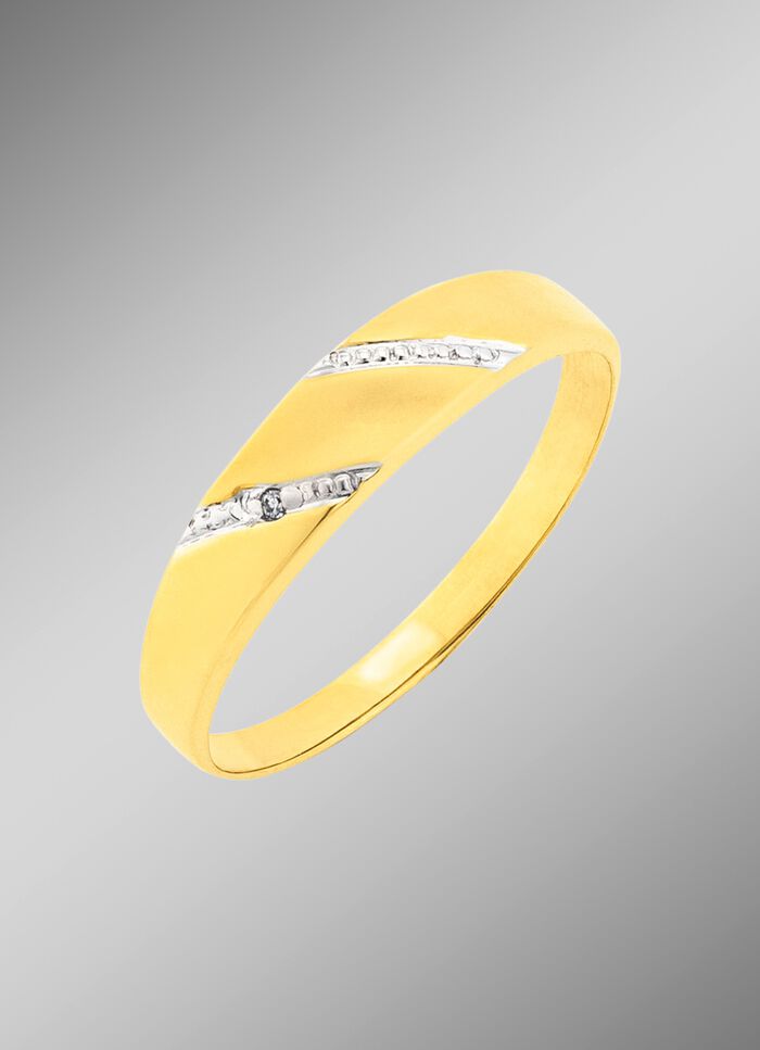 Gl&auml;nzender und satinierter Damenring mit Diamant 