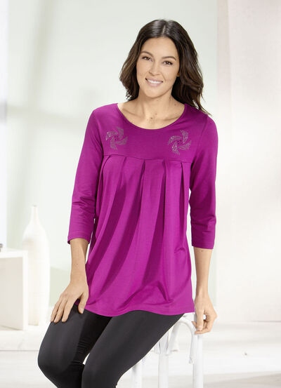 Longshirt mit Zierplättchen in 3 Farben  Longshirt mit Zierplättchen in 3 Farben