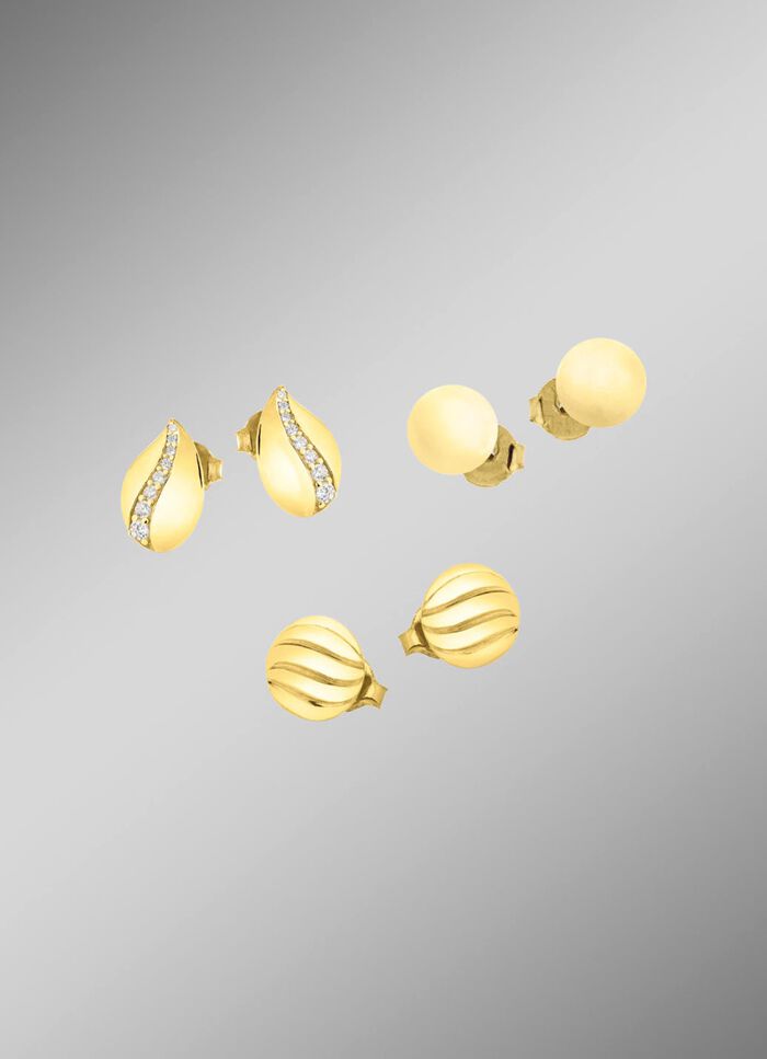 Schmuckset, 3-teilig, aus 3 Paar Ohrsteckern 