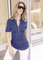 Shirt-Tunika mit Biesenzier MARINE-ECRU