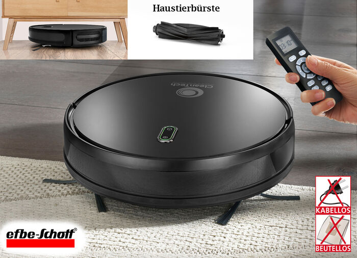Saug- und Wischroboter mit integriertem Wasserreinigungssystem und Haustierbürste