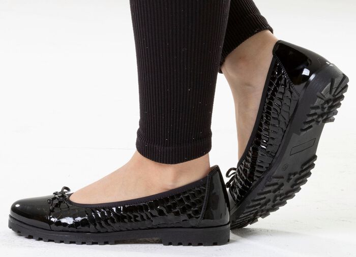 ELENA EDEN, elegante Damen-Ballerinas, Weite G, mit Gummizug SCHWARZ