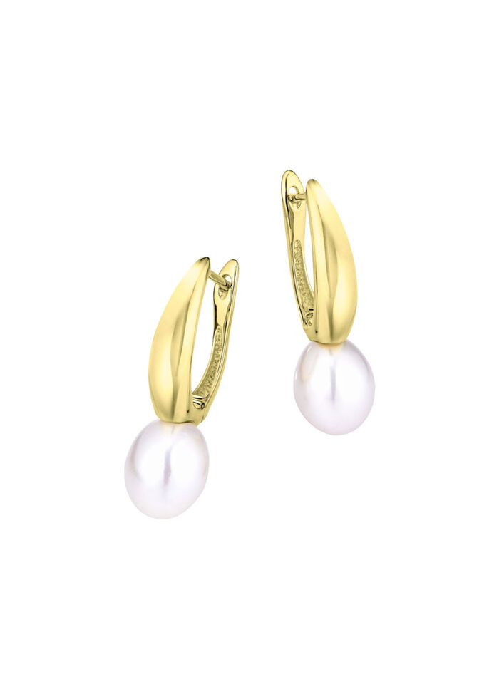 Tropfenförmige Ohrringe mit Süsswasser-Zuchtperlen 