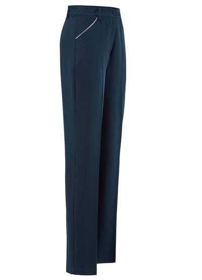Hose mit silberfarbener Kontrastpaspel 