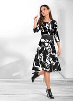 Kleid mit Lederimitat-Einsatz 