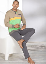 Schlafanzug mit Knopfleiste und offenen Beinabschlüsen 