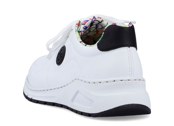 Rieker, stylische Damen-Sneaker, Weite H, mit herausnehmbarem Fussbett WEISS-SCHWARZ