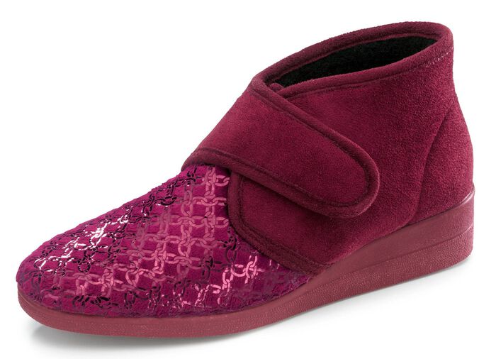 Klett-Hausschuh aus Veloursmaterial BORDEAUX