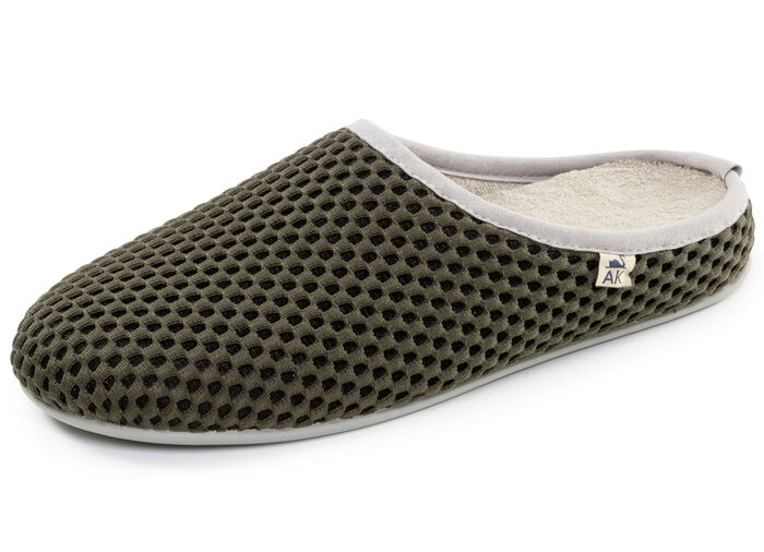 Leichte Herren-Hausschuhe, mit herausnehmbarem Fussbett KHAKI