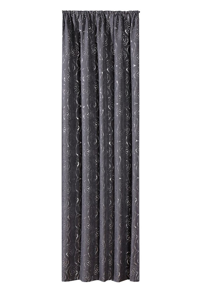 Dekoschal mit h&uuml;bschem Rosen-Dessin GRAU-SILBER