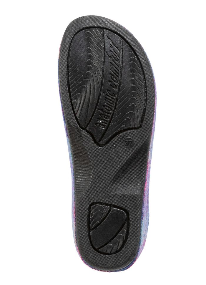 Laurina Pantoffel aus kariertem Textilmaterial BLAU-VIOLETT