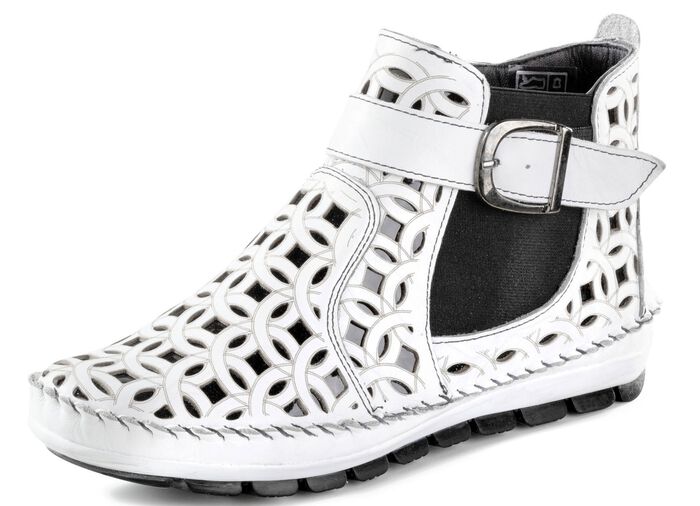 Gemini, sommerliche Damen-Boots, Weite G, mit herausnehmbarem Fussbett WEISS-SCHWARZ