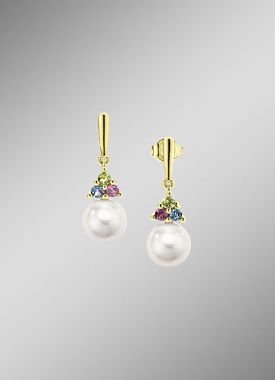 Exquisite Eleganz Ohrstecker mit S&uuml;sswasser-Zuchtperlen und Edelsteinen 