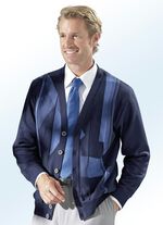 Cardigan mit Jacquard-Dessin im Vorderteil MARINE-AZURBLAU