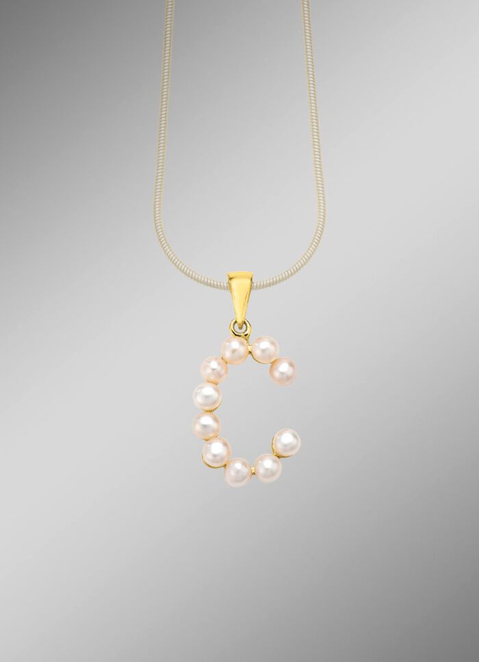 Personalisierte Eleganz: Buchstaben-Anh&auml;nger mit S&uuml;sswasser-Zuchtperlen 