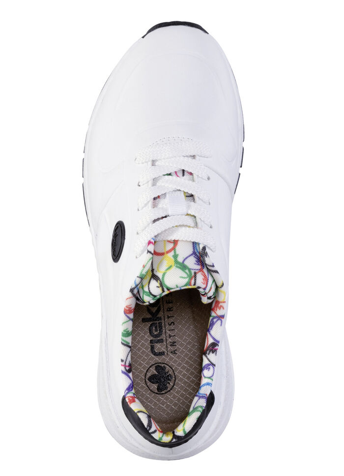 Rieker, stylische Damen-Sneaker, Weite H, mit herausnehmbarem Fussbett WEISS-SCHWARZ