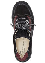ELENA EDEN Schnürschuh aus teilweise geprägtem Nubukleder SCHWARZ-BURGUND