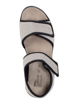 ELENA EDEN Sandale aus weichem Nubukleder und schwarzem Elastikmaterial BEIGE