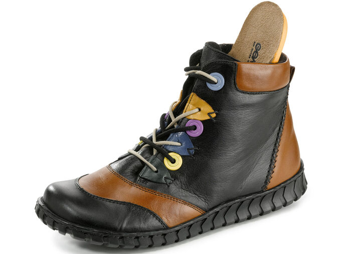 Gemini Schnür-Bootie mit pfiffigen Besätzen SCHWARZ-BUNT