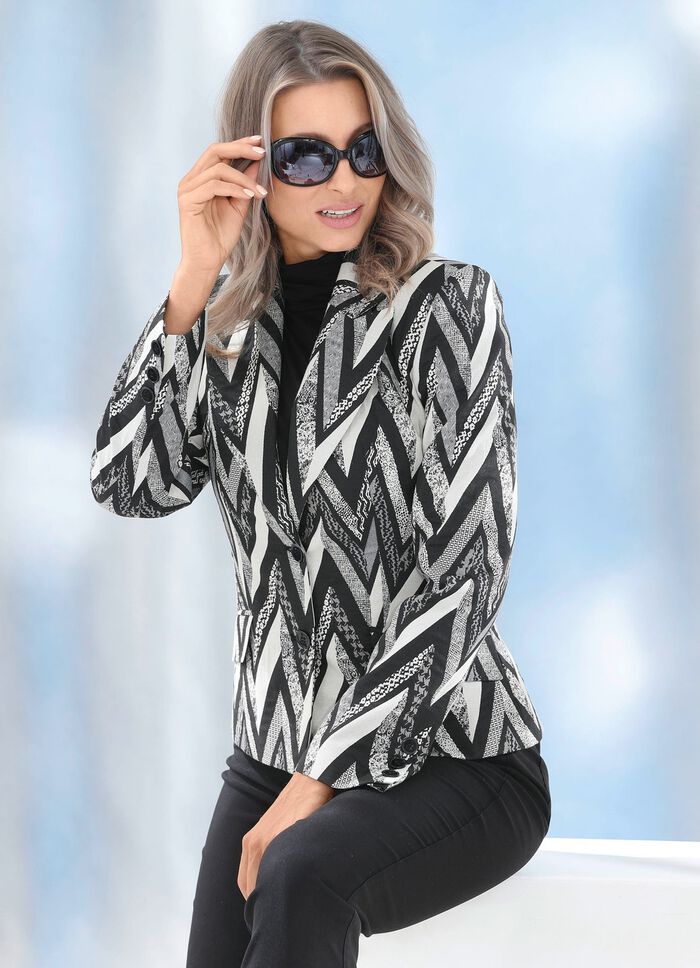 Kurzblazer mit extravagantem Dessin 