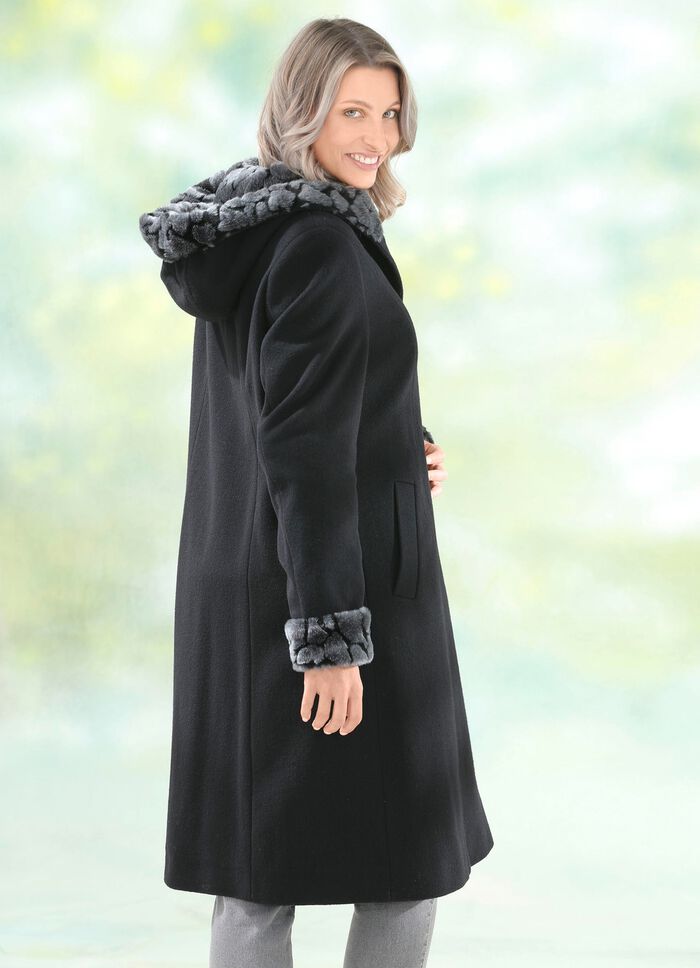 Mantel mit fester Kapuze 