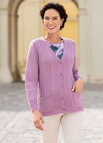 Strickjacke mit feinen Strukturstreifen FLIEDER