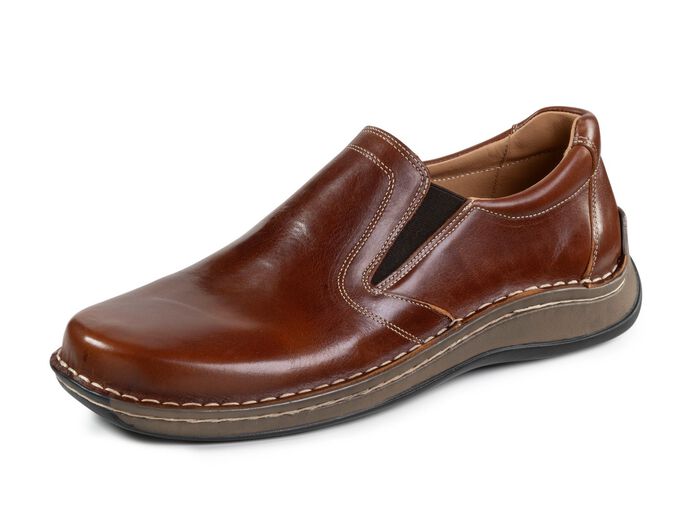 GINO GALANTE, klassische Herren-Slipper, mit herausnehmbarem Fussbett COGNAC