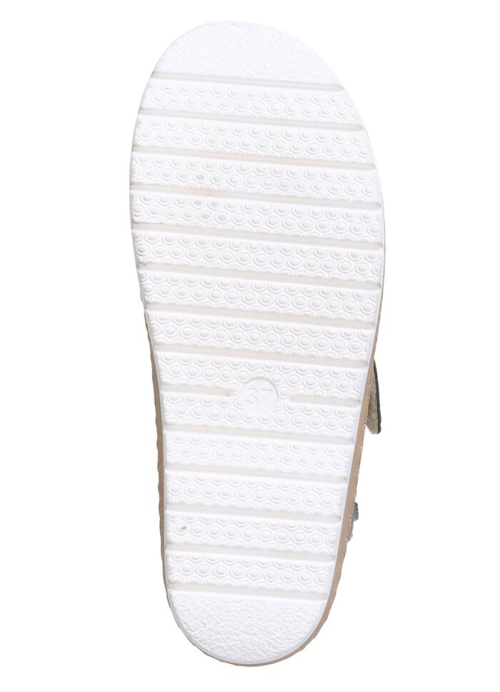 ELENA EDEN, bequeme Damen-Pantoletten, Weite H, mit herausnehmbarem Fussbett TAUPE