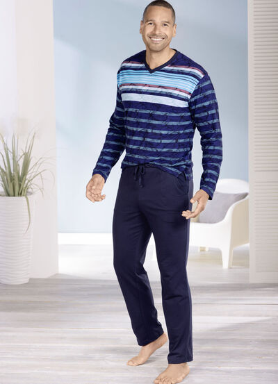 hajo Klimalight-Schlafanzug mit V-Ausschnitt und offenen Abschl&uuml;sen 