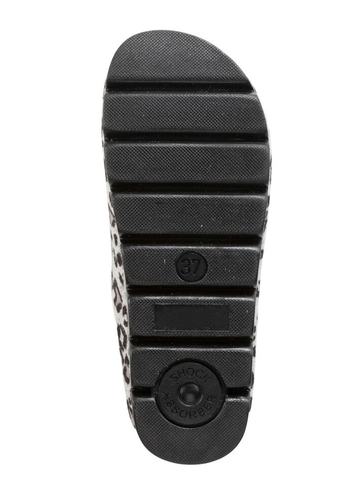 Laurina Pantoffel aus bedrucktem Filz GRAU-SCHWARZ