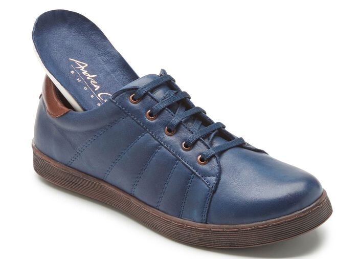 Andrea Conti Schn&uuml;r-Sneaker mit r&uuml;ckw&auml;rtigem Kontrast-Besatz MARINE