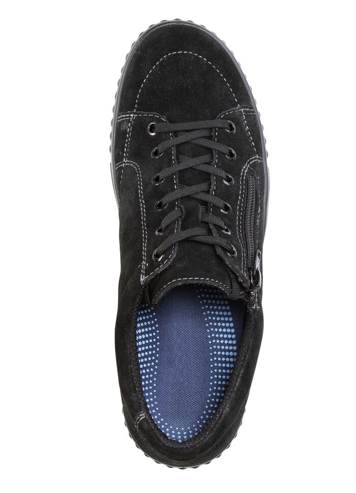 Schn&uuml;rschuh aus hochwertigem Rind-Veloursleder SCHWARZ