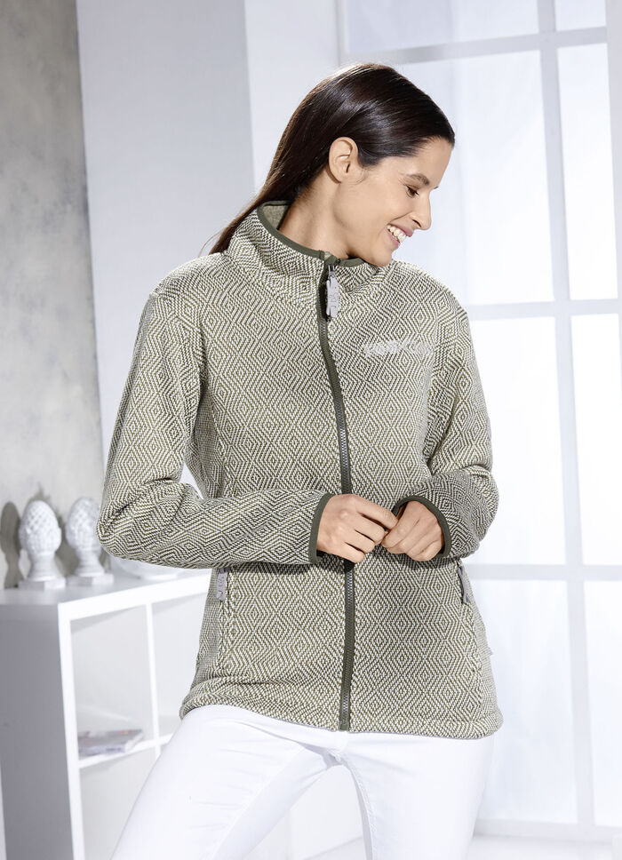 Jacke mit Jacquardmuster BEIGE-OLIV