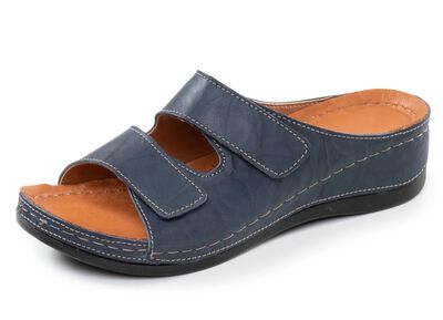 Bequeme Damen-Pantoletten, Weite G, mit Klettverschluss 