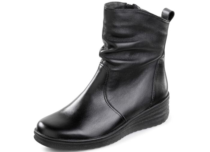 ELENA EDEN, gef&uuml;tterte Damen-Stiefeletten, Winterschuhe, Weite H, mit Lammfell SCHWARZ