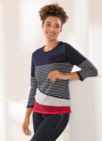 Pullover mit Intarsien MARINE-WEISS-MULTICOLOR