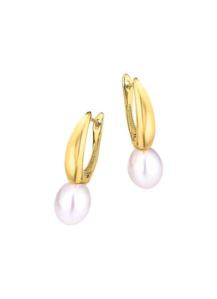 Tropfenf&ouml;rmige Ohrringe mit S&uuml;sswasser-Zuchtperlen 