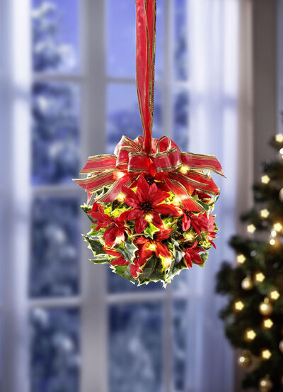 Aussergew&ouml;hnliches Gesteck mit 20-flammiger LED-Lichterkette 