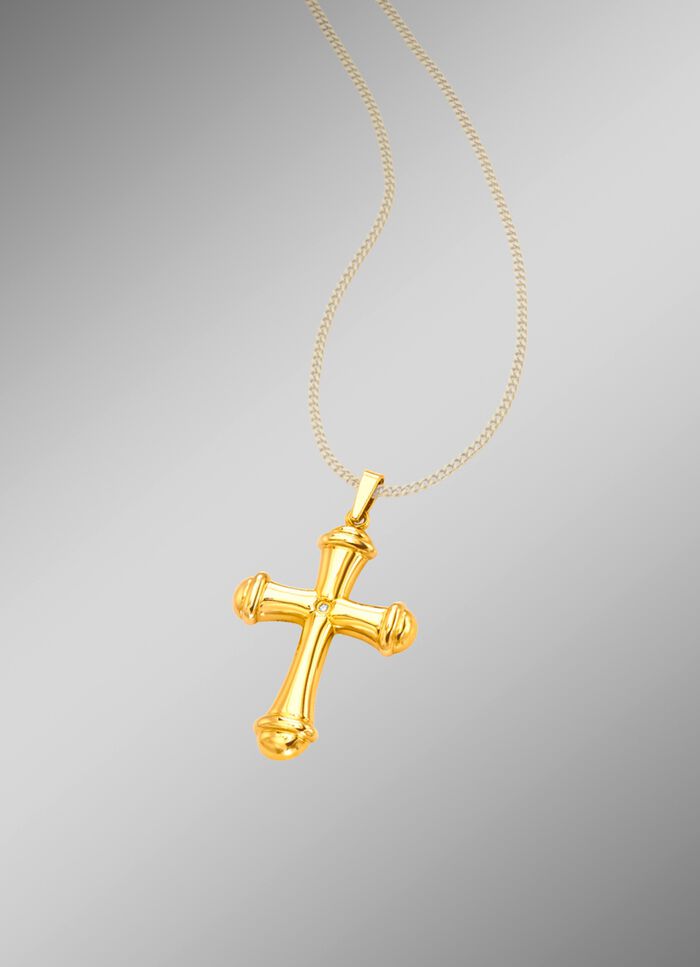 Sch&ouml;n ausgearbeiteter Kreuz-Anh&auml;nger mit Diamant 
