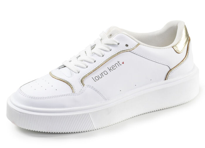 LAURA KENT, trendige Damen-Sneaker, Weite H, mit herausnehmbarem Fussbett WEISS