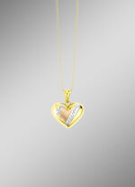 Diamantierter Herz-Anhänger in Tricolor 