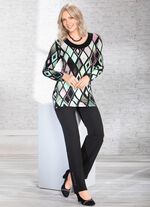 Ausdruckvolles Longshirt mit schwarzer Blende 