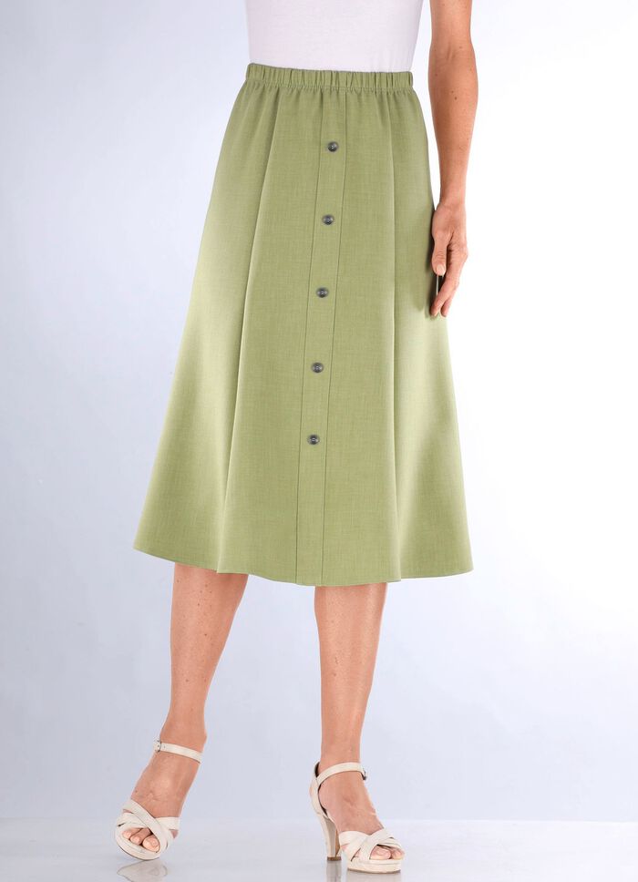 Rock mit Zierknopfblende GR&Uuml;N MELANGE